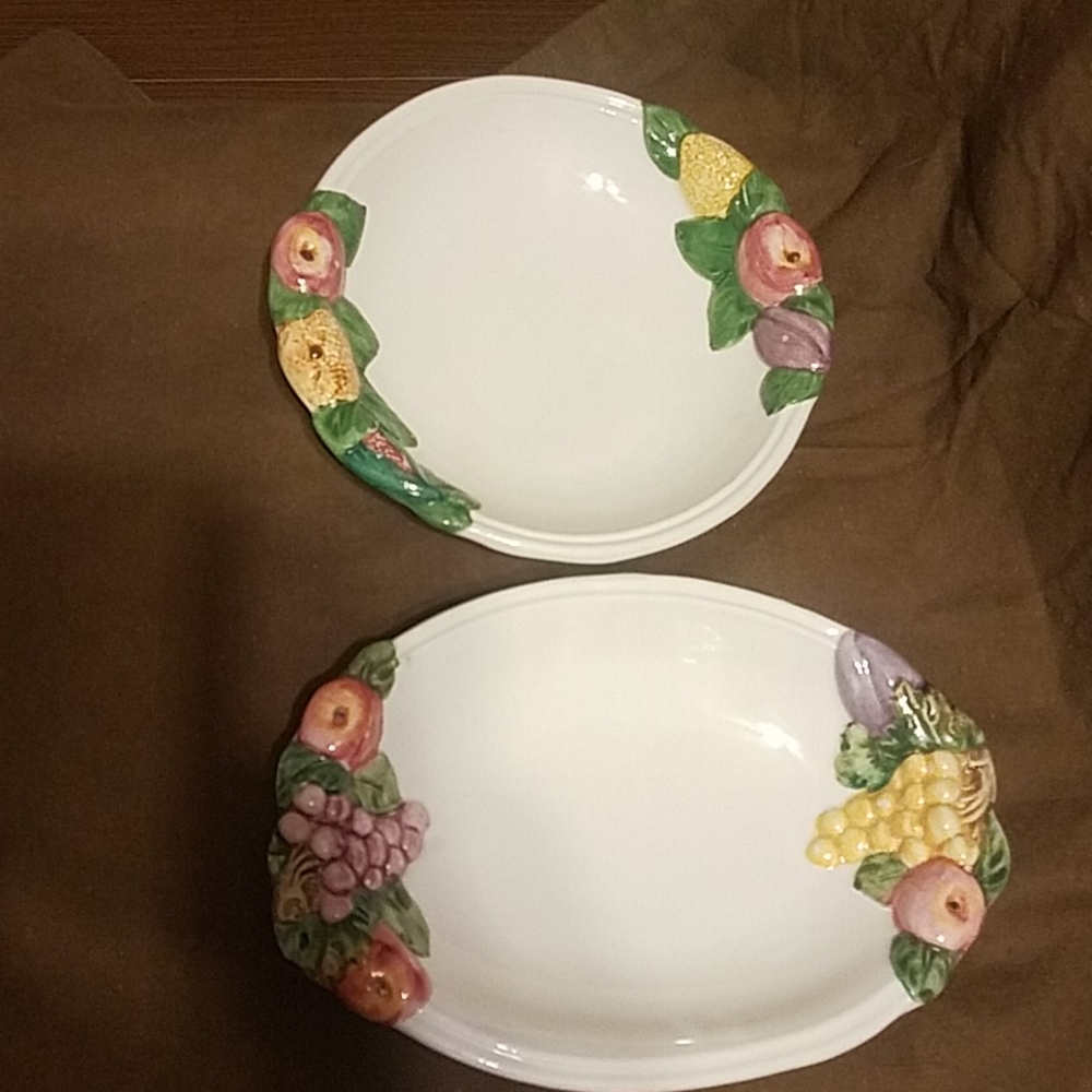 2 Vintage Ceramic Fruit Bowls